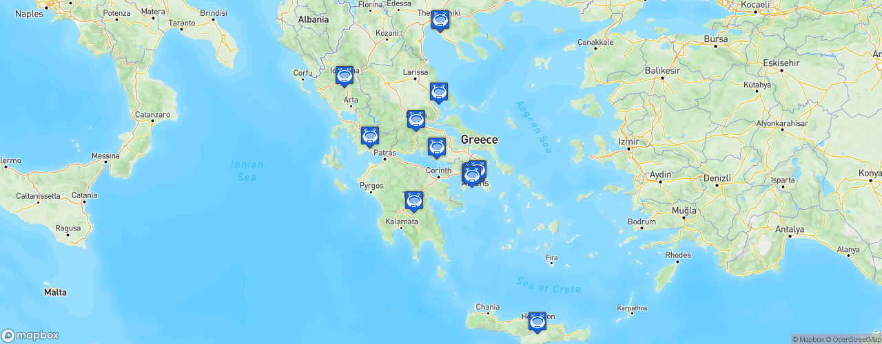 Static Map of Superleague Elláda - Saison 2022-2023