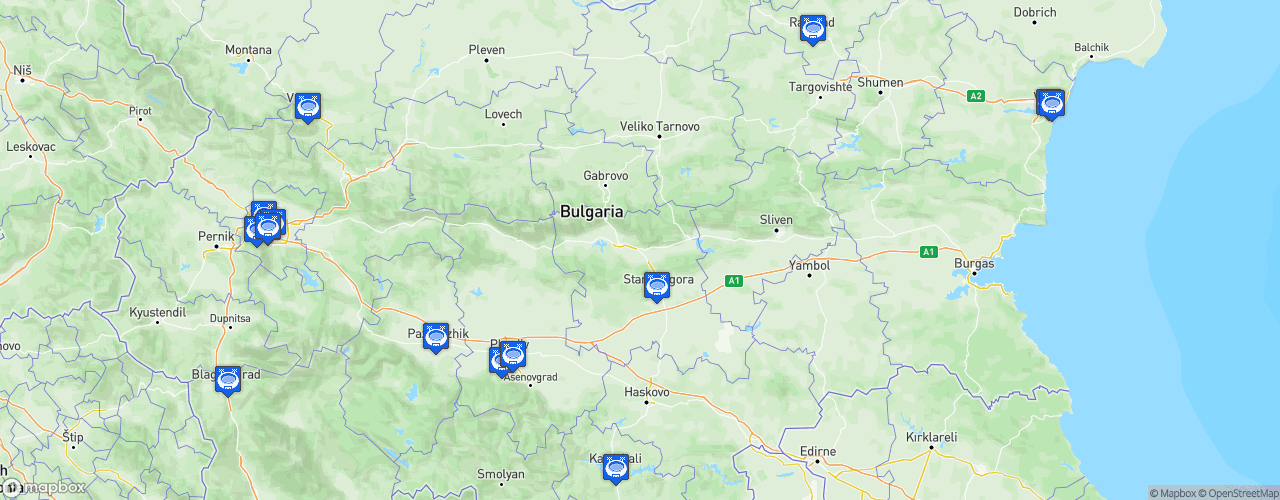 Static Map of Parva Liga - Saison 2022-2023 - efbet League