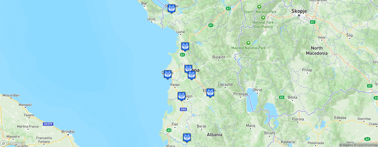 Static Map of Kategoria Superiore - Saison 2022-2023