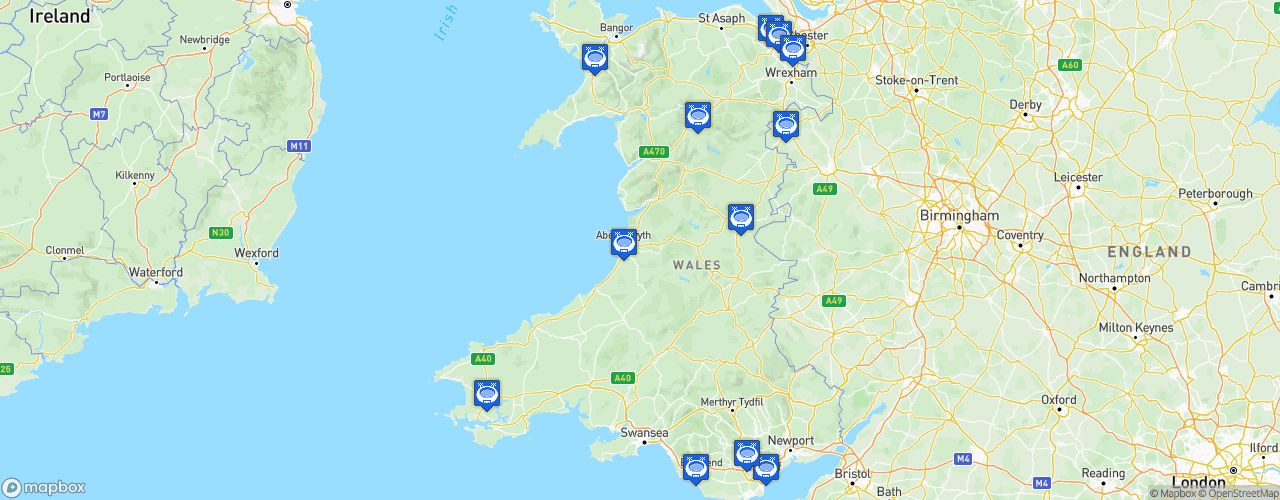 Static Map of Cymru Premier - Saison 2022-2023