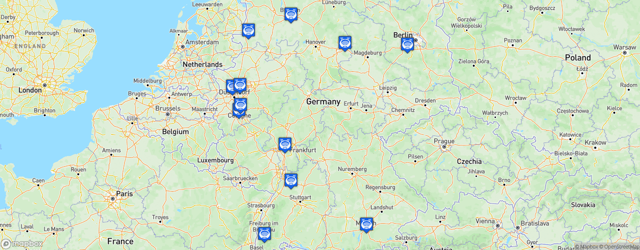 Static Map of Frauen-Bundesliga - Saison 2022-2023