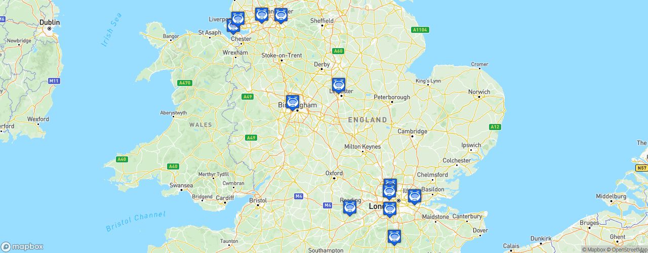 Static Map of FA Women's Super League - Saison 2022-2023