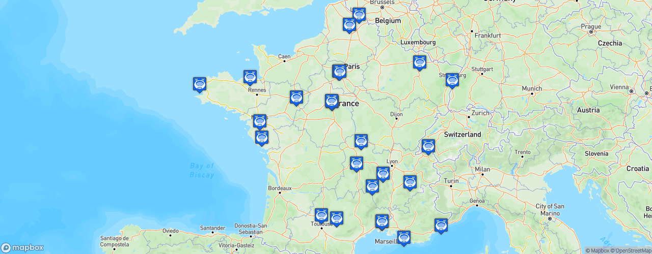 Static Map of FFF D2 Féminine - Saison 2022-2023