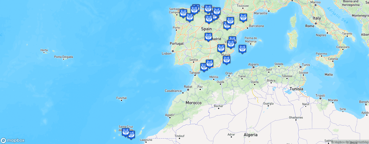 Static Map of Campeonato Nacional de Liga de Segunda División - Saison 2022-2023 - LaLiga SmartBank