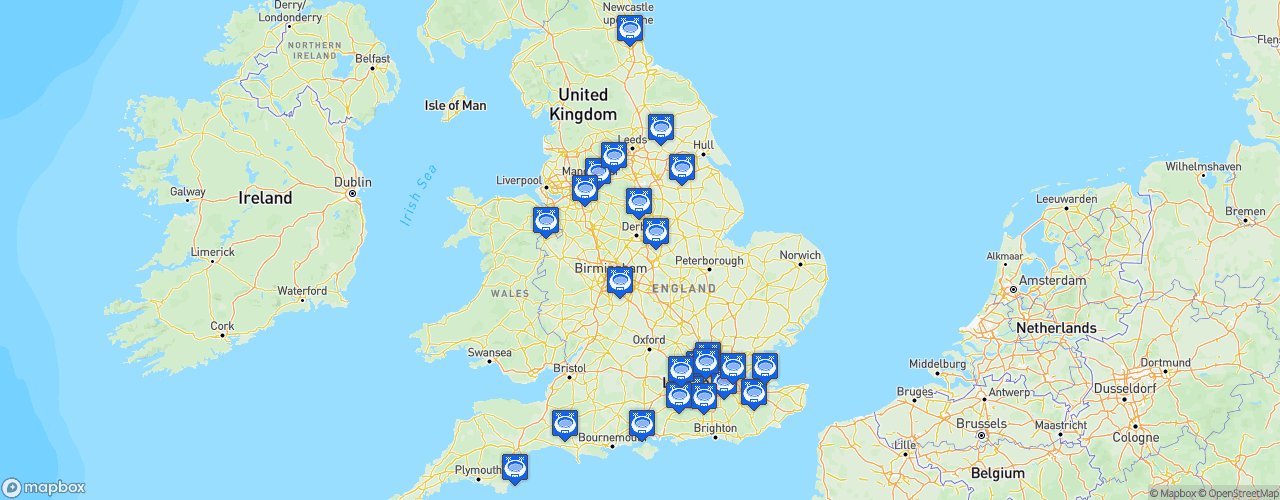 Static Map of The National League - Saison 2022-2023 - Vanarama