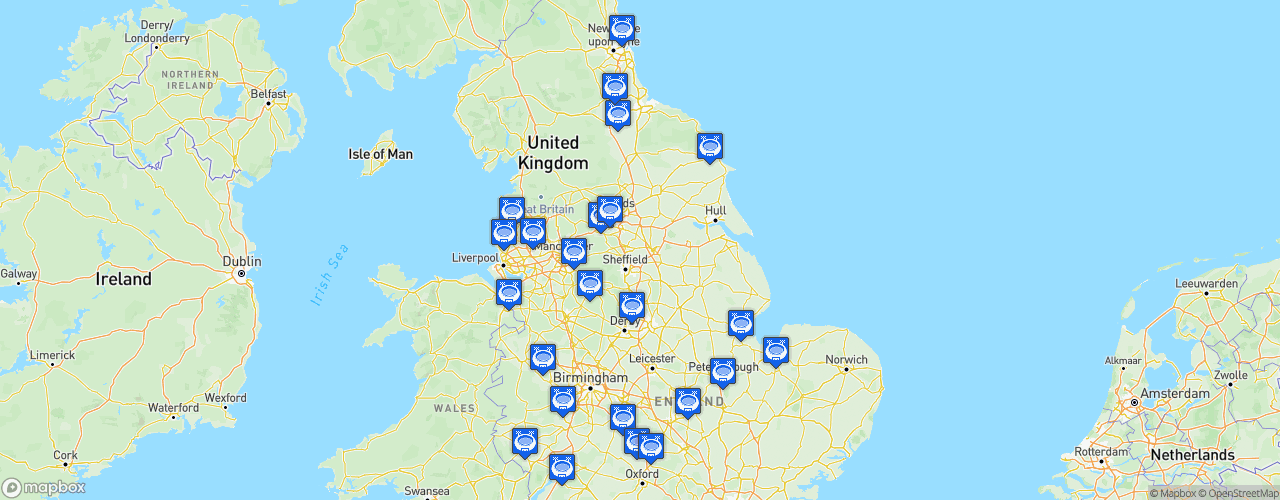 Static Map of The National League North - Saison 2022-2023 - Vanarama