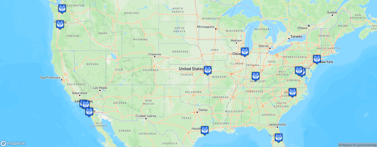 Static Map of National Women's Soccer League - Saison 2022