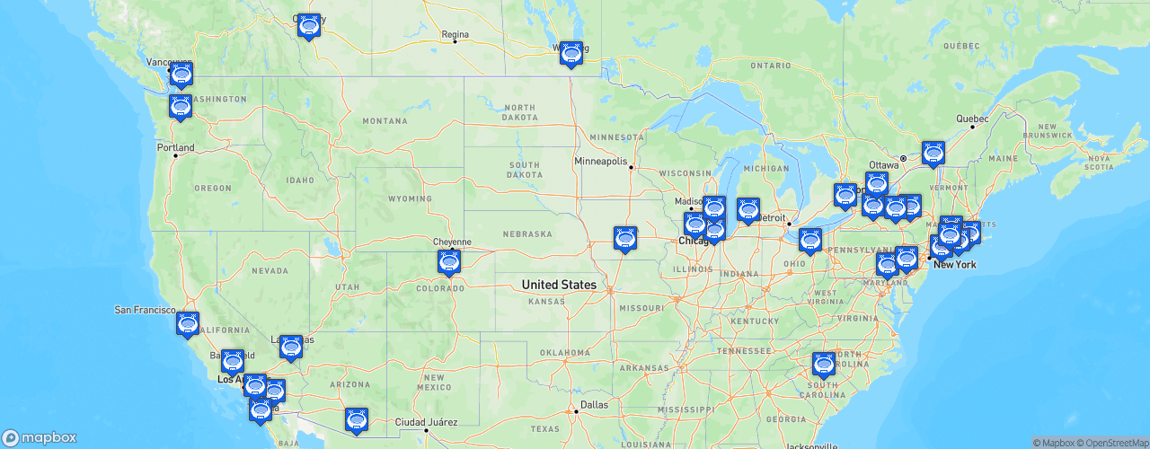 Static Map of American Hockey League - Saison 2022-2023