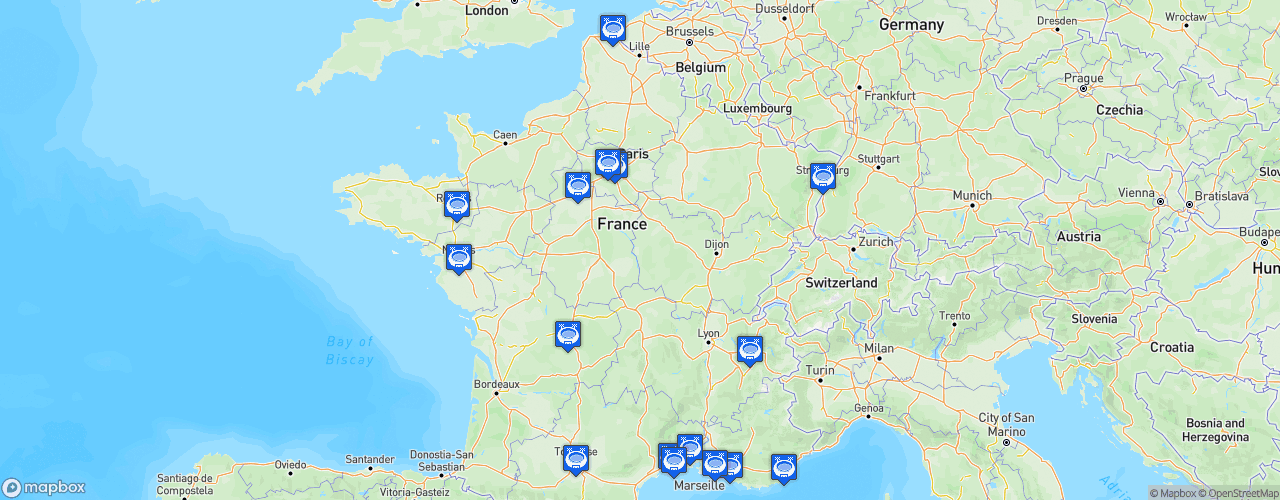 Static Map of LNH Starligue - Saison 2022-2023 - Liqui Moly