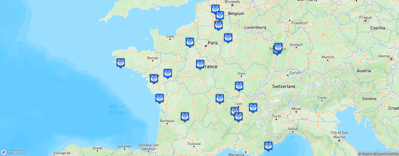Static Map of LNB Pro B - Saison 2022-2023