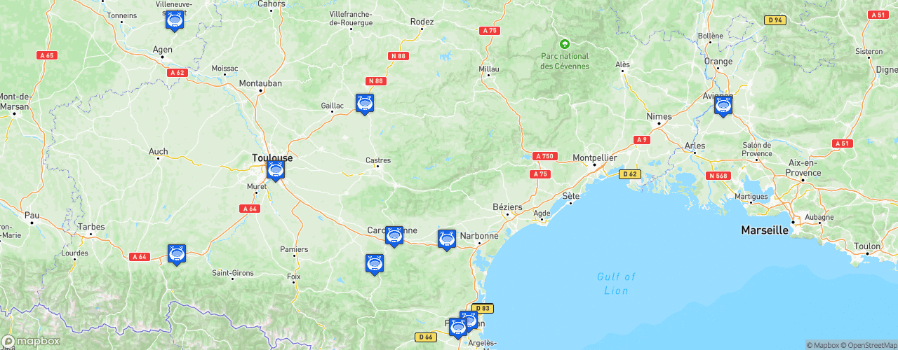 Static Map of Ligue Elite Rugby XIII - Saison 2022-2023