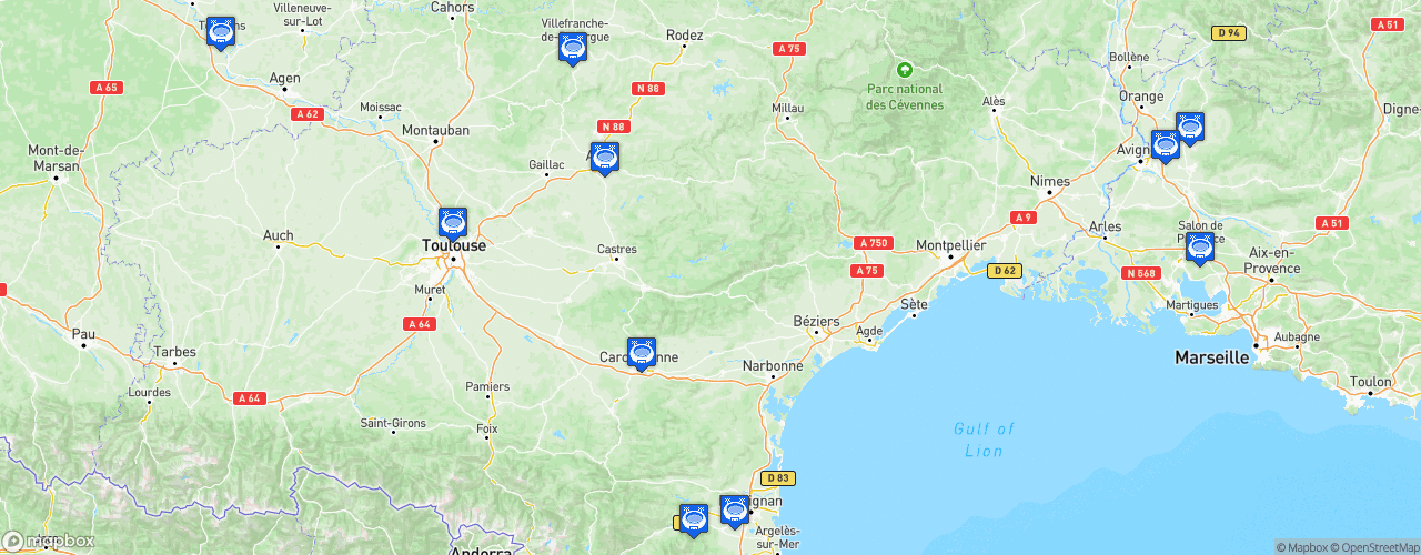 Static Map of Ligue Elite 2 Rugby XIII - Saison 2022-2023