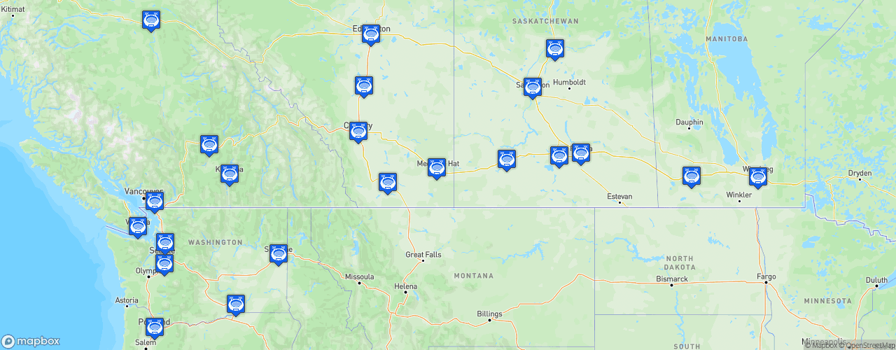 Static Map of Western Hockey League - Saison 2022-2023