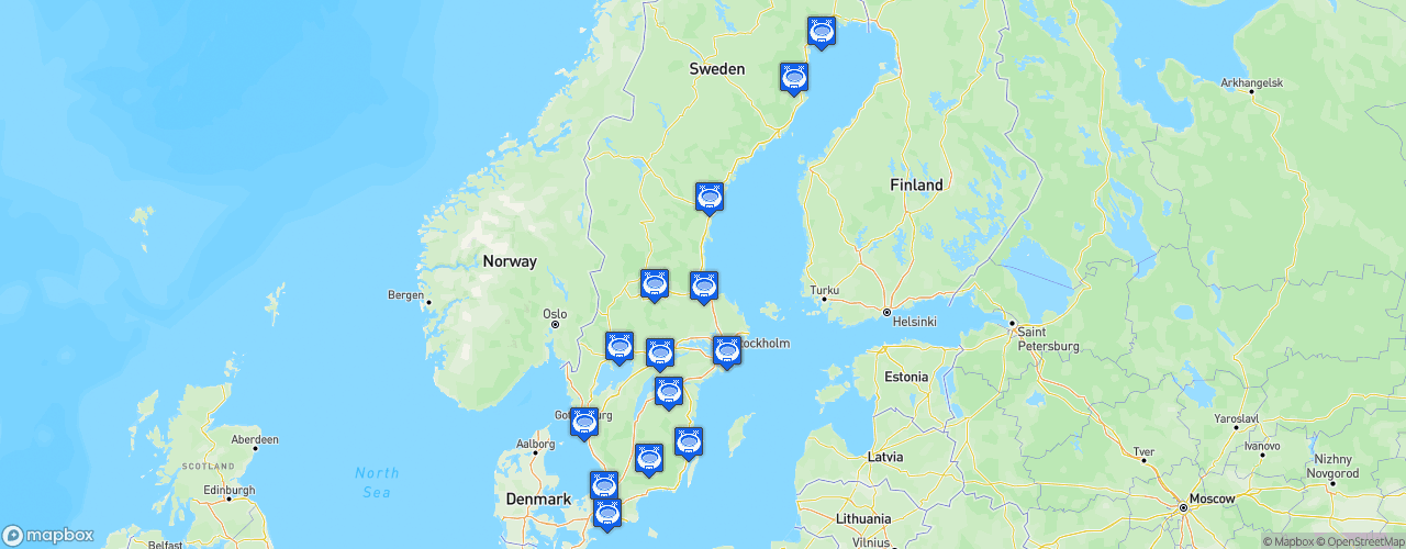 Static Map of Svenska hockeyligan - Saison 2022-2023
