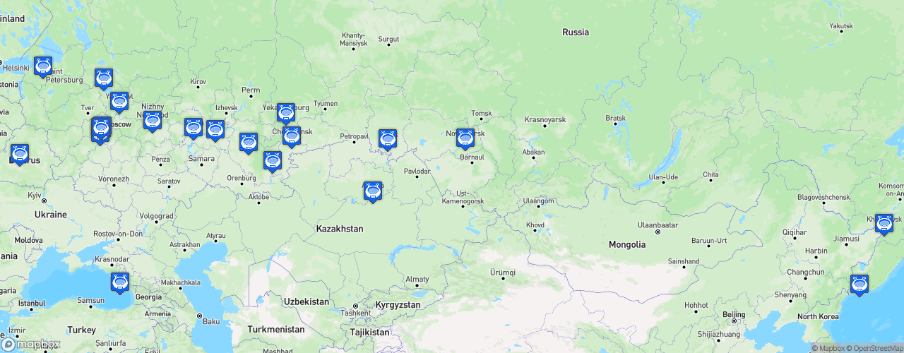 Static Map of Kontinental Hockey League - Saison 2022-2023