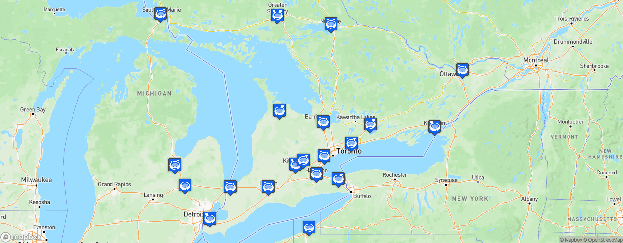 Static Map of Ontario Hockey League - Saison 2022-2023