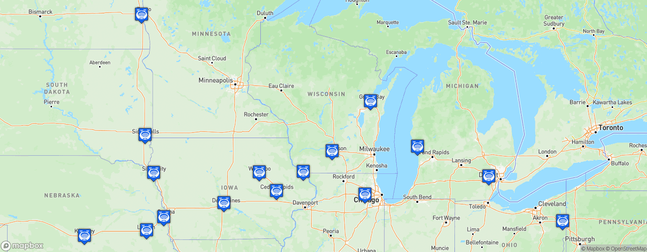 Static Map of United States Hockey League - Saison 2022-2023