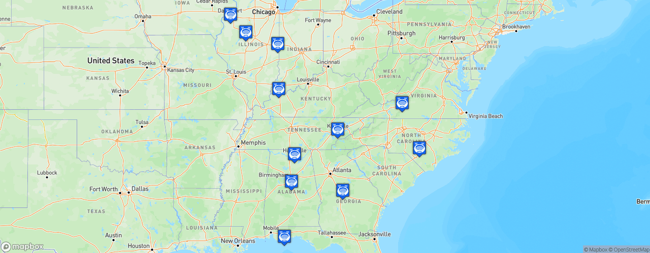 Static Map of Southern Professional Hockey League - Saison 2022-2023