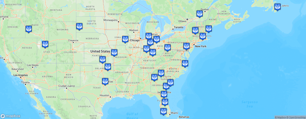 Static Map of ECHL - Saison 2022-2023