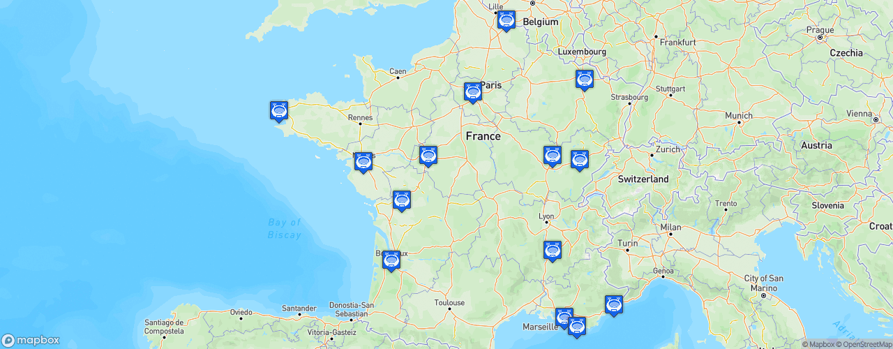 Static Map of Ligue Butagaz Énergie - Saison 2022-2023