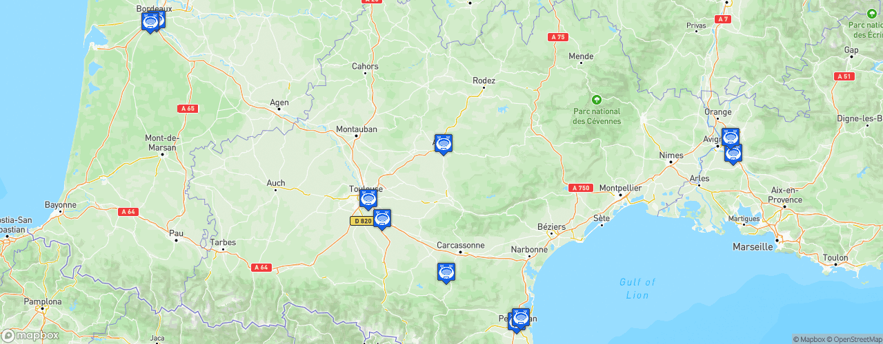 Static Map of FFR XIII Féminines Elite 1 - Saison 2022-2023