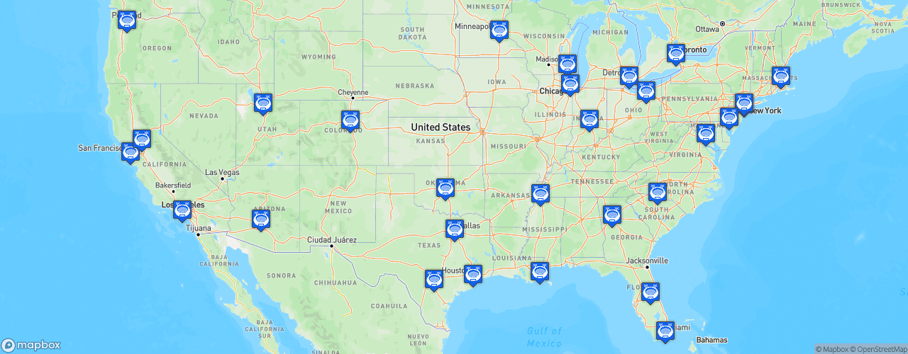 Static Map of National Basketball Association - Saison 2022-2023