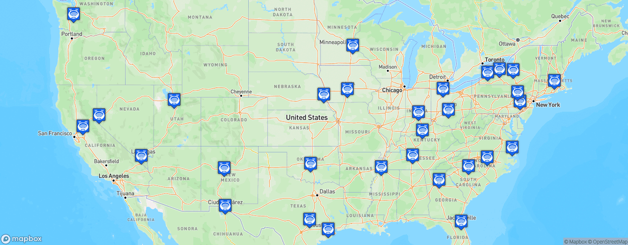 Static Map of Minor League Baseball - Triple A - Saison 2022