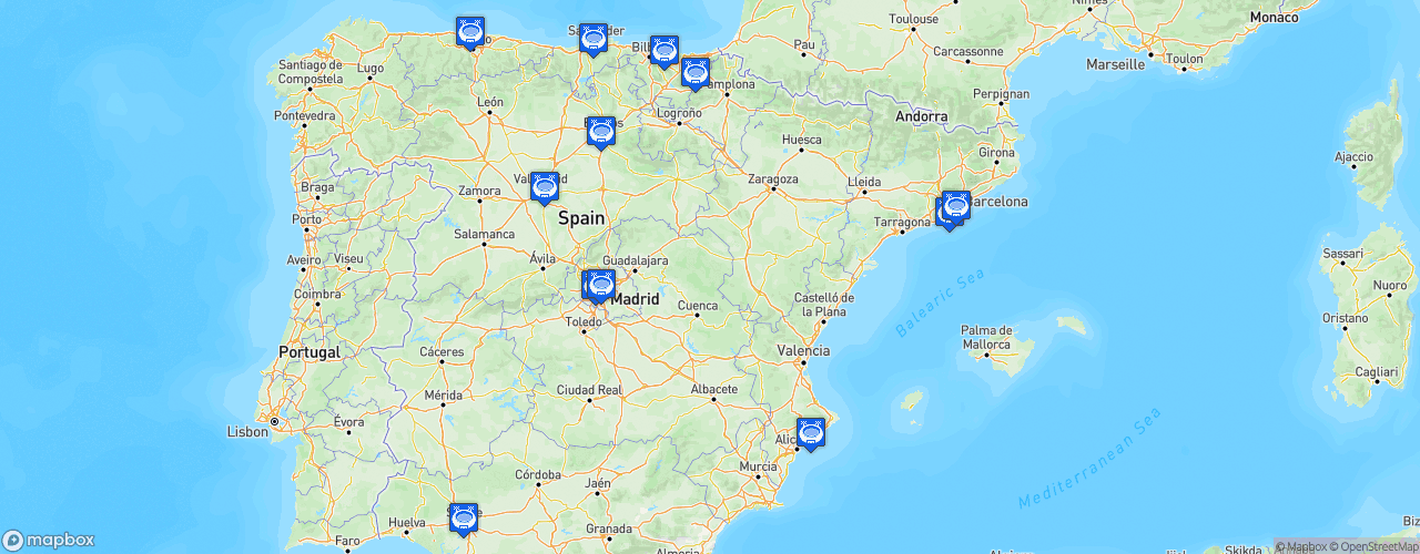 Static Map of División de Honor de Rugby - Saison 2022-2023