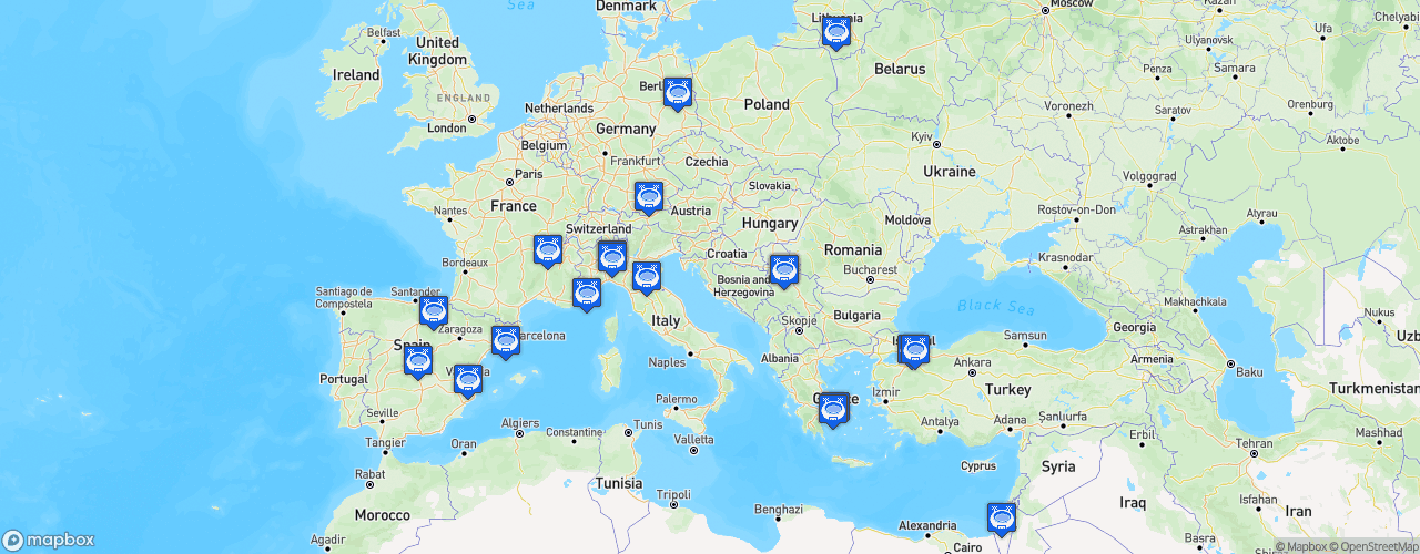 Static Map of EuroLeague - Saison 2022-2023 - Turkish Airlines EuroLeague