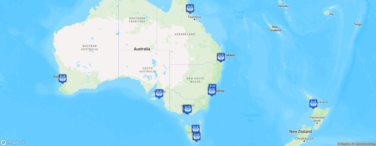 Static Map of National Basketball League Australia - Saison 2022-2023 - Hungry Jack's