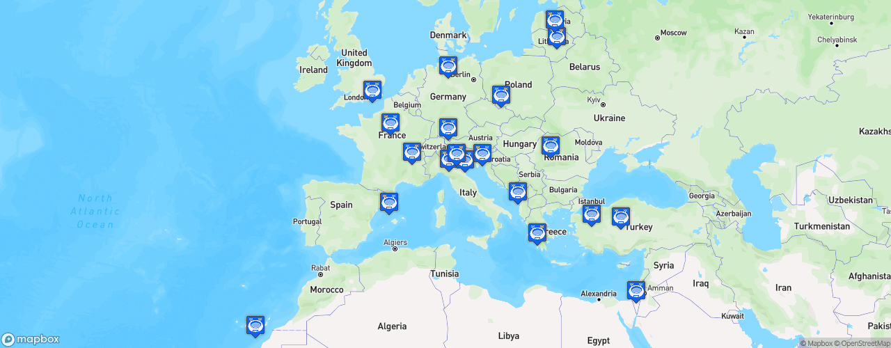 Static Map of EuroCup Basketball - Saison 2022-2023 - 7Days EuroCup