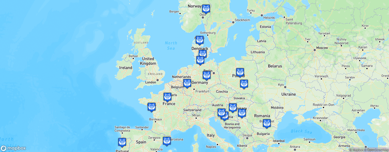 Static Map of EHF Champions League - Saison 2022-2023