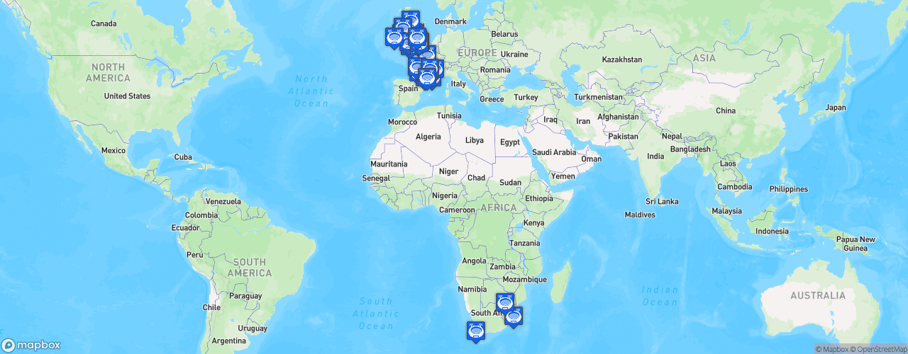 Static Map of European Rugby Champions Cup - Saison 2022-2023