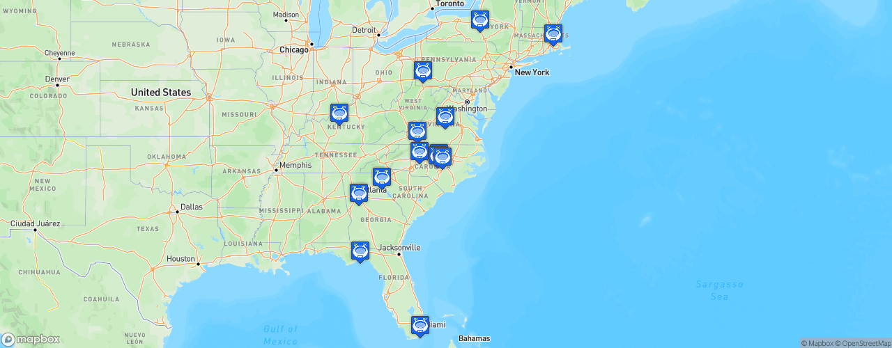 Static Map of Atlantic Coast Conference Football - Saison 2022