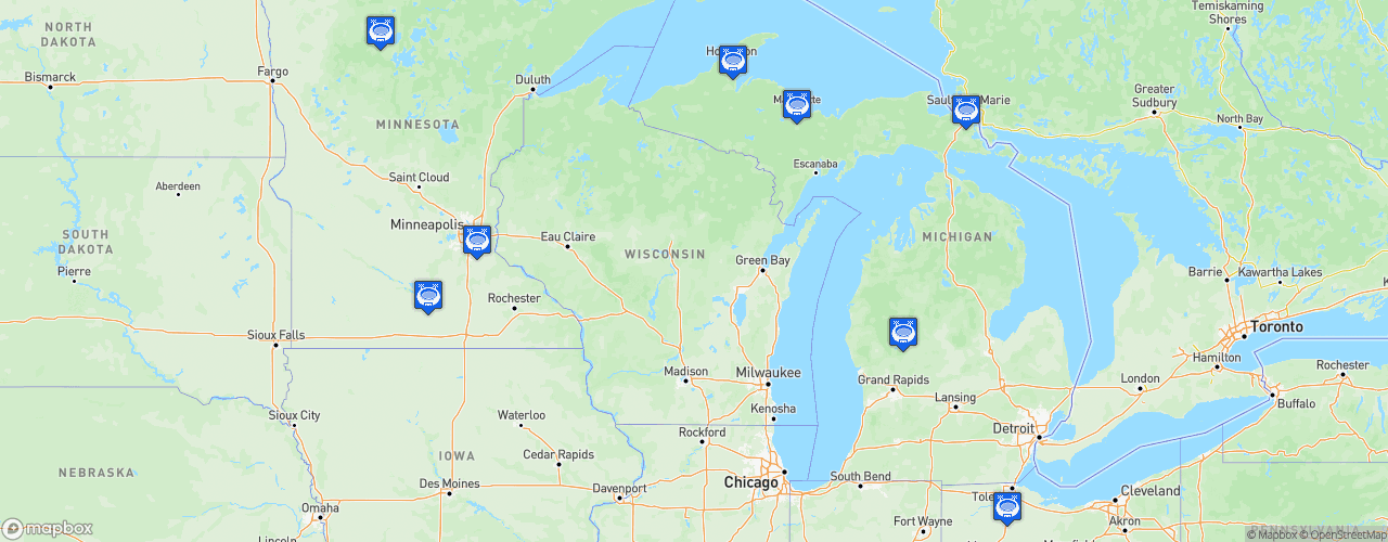 Static Map of Central Collegiate Hockey Association - Saison 2022-2023