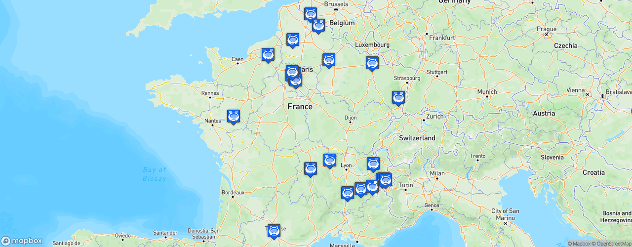 Static Map of Championnat de France de hockey sur glace - Division 2 - Saison 2022-2023