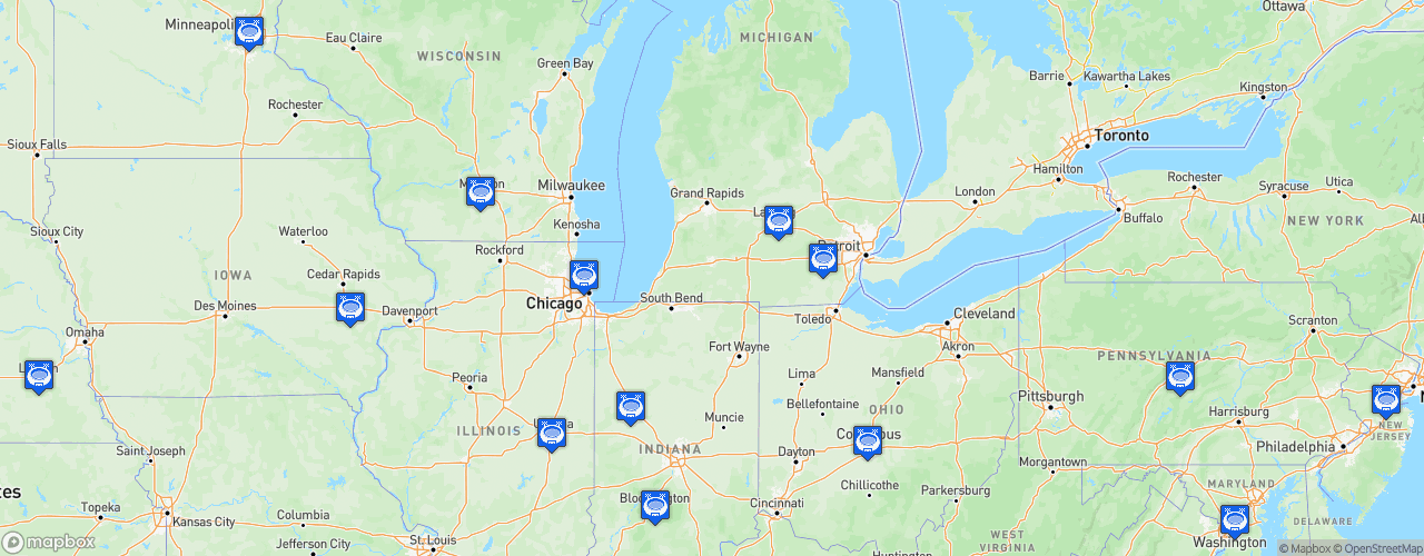 Static Map of Big Ten Conference Football - Saison 2022