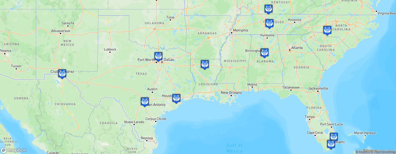 Static Map of Conference USA Football - Saison 2022