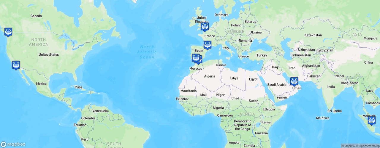 Static Map of World Rugby Sevens Series - Saison 2021-2022