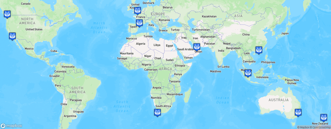 Static Map of World Rugby Sevens Series - Saison 2022-2023