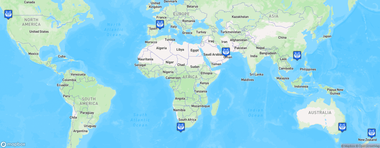 Static Map of World Rugby Women's Sevens Series - Saison 2022-2023