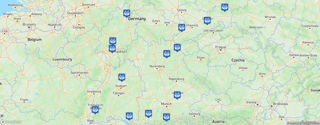 Static Map of DEL 2 - Saison 2022-2023