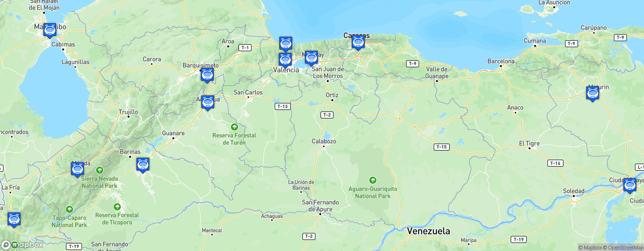 Static Map of Primera División de Venezuela - Saison 2022