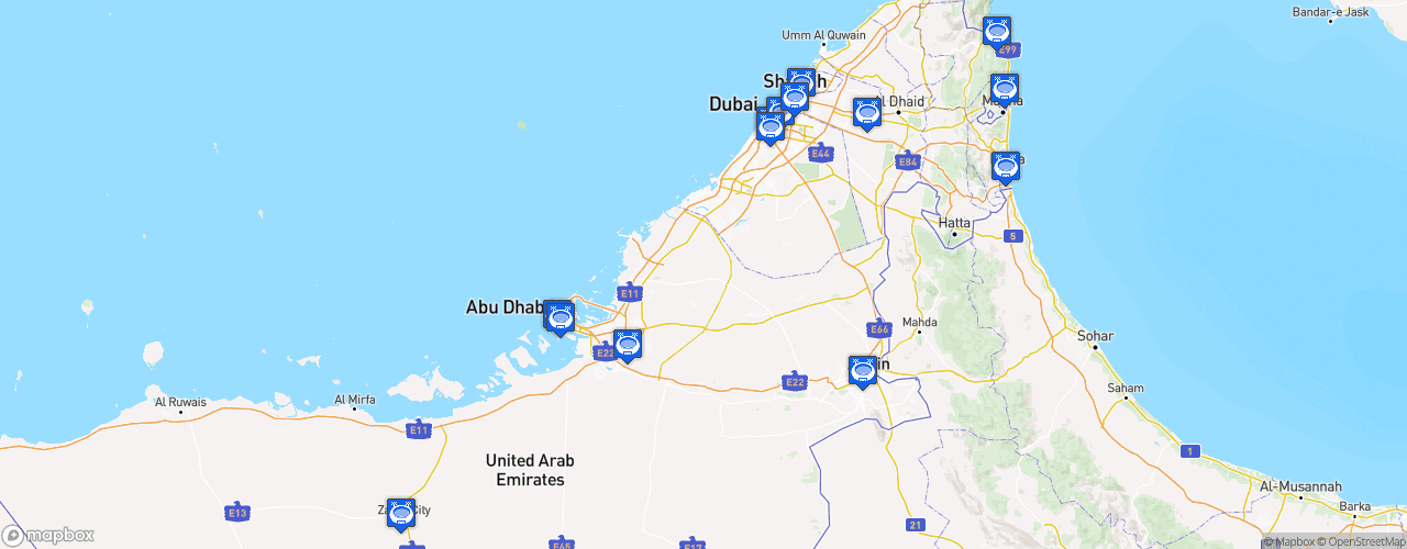 Static Map of UAE Pro League - Saison 2022-2023 - Arabian Gulf League