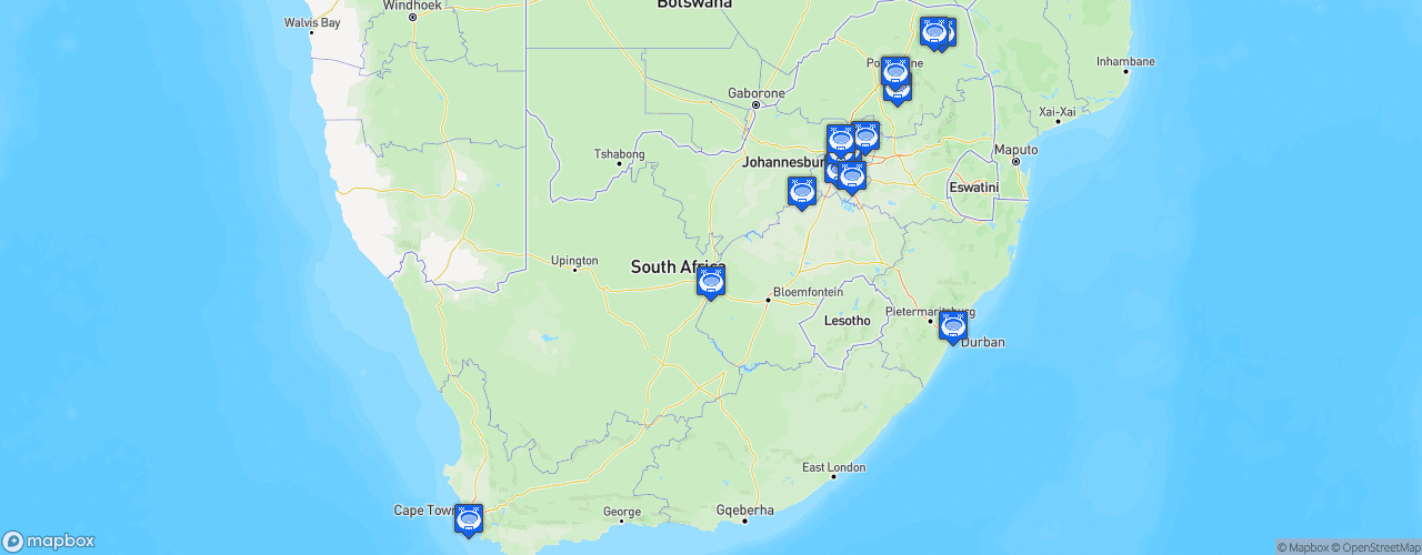 Static Map of South African National First Division - Saison 2022-2023 - Motsepe Foundation Championship