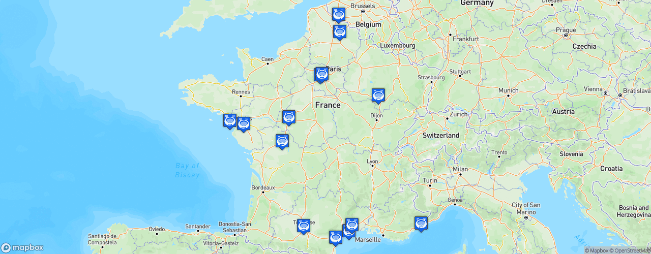 Static Map of LNV Ligue A Volley - Saison 2022-2023