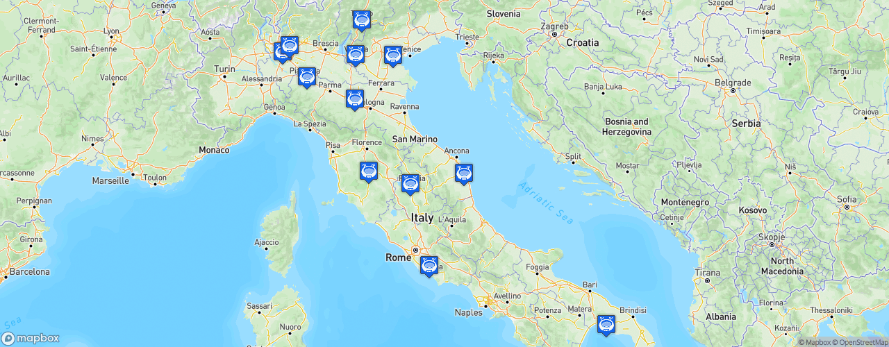 Static Map of Lega Pallavolo Serie A - Saison 2022-2023