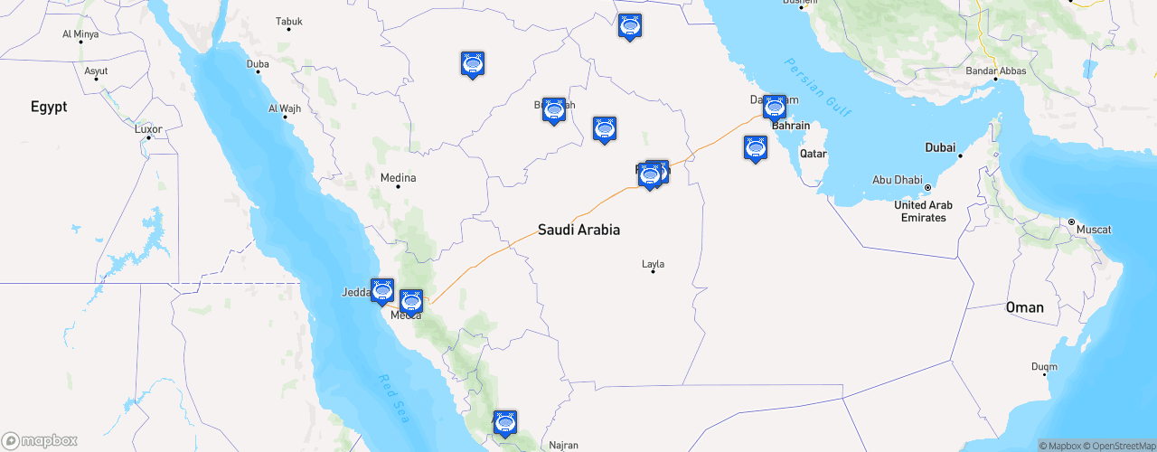 Static Map of Saudi Professional League - Saison 2022-2023 - Roshn Saudi League