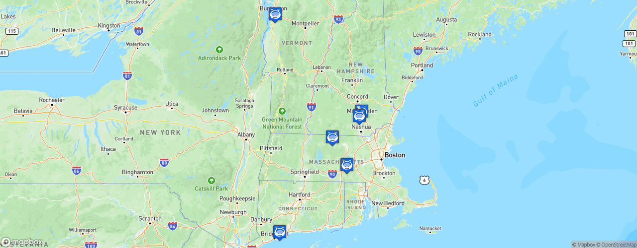 Static Map of Northeast-10 Conference Ice Hockey - Saison 2023