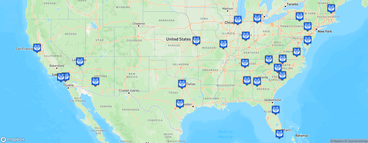 Static Map of NASCAR Cup Series - Saison 2023